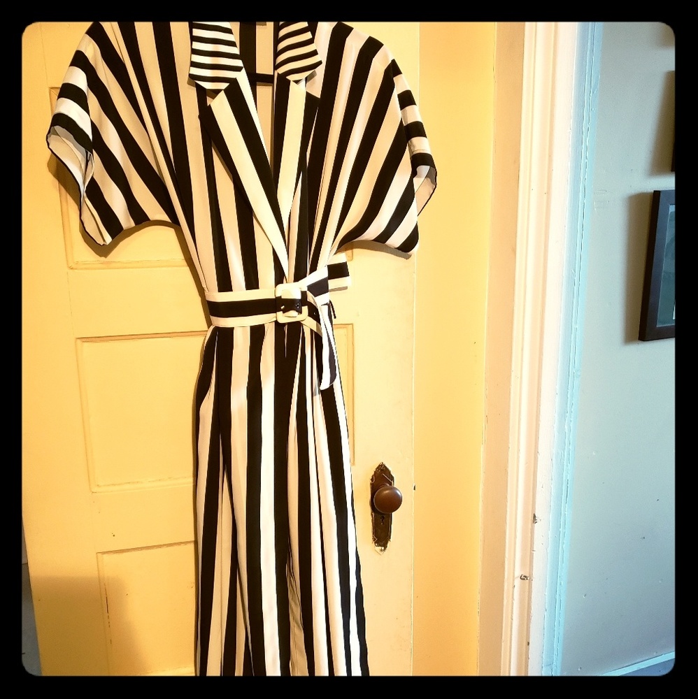 Vintage Striped Dress with Belt